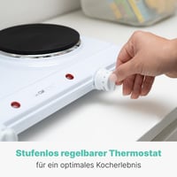 Clatronic DKP 3583 Dvojplatničkový varič na kempovanie a domáce použitie, 2 platne Ø 180 mm a 150 mm, 2 plynulé termostaty, žiaruvzdorný povrch 4