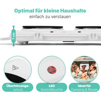 Clatronic DKP 3583 Dvojplatničkový varič na kempovanie a domáce použitie, 2 platne Ø 180 mm a 150 mm, 2 plynulé termostaty, žiaruvzdorný povrch 7
