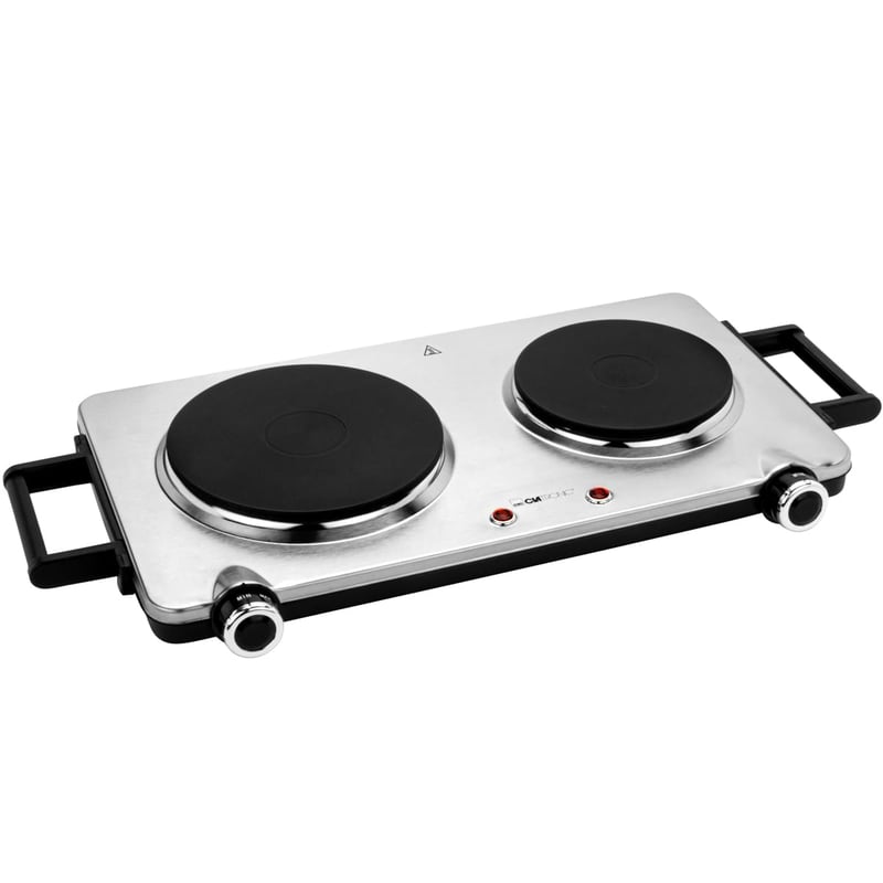 Dvojplatničkový elektrický varič Clatronic DKP 3668 E, 2500 W, nerezová oceľ, s rukoväťami Cool Touch, ochrana proti prehriatiu, 2 varné zóny
