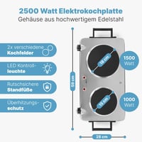 Dvojplatničkový elektrický varič Clatronic DKP 3668 E, 2500 W, nerezová oceľ, s rukoväťami Cool Touch, ochrana proti prehriatiu, 2 varné zóny 2