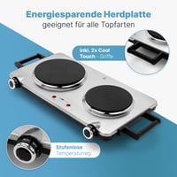 Dvojplatničkový elektrický varič Clatronic DKP 3668 E, 2500 W, nerezová oceľ, s rukoväťami Cool Touch, ochrana proti prehriatiu, 2 varné zóny 5