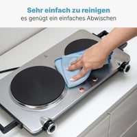 Dvojplatničkový elektrický varič Clatronic DKP 3668 E, 2500 W, nerezová oceľ, s rukoväťami Cool Touch, ochrana proti prehriatiu, 2 varné zóny 7