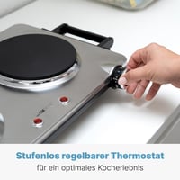 Dvojplatničkový elektrický varič Clatronic DKP 3668 E, 2500 W, nerezová oceľ, s rukoväťami Cool Touch, ochrana proti prehriatiu, 2 varné zóny 6