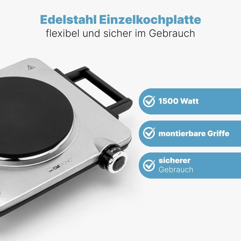 Clatronic EKP 3788 1500W elektromos főzőlap rozsdamentes acélból