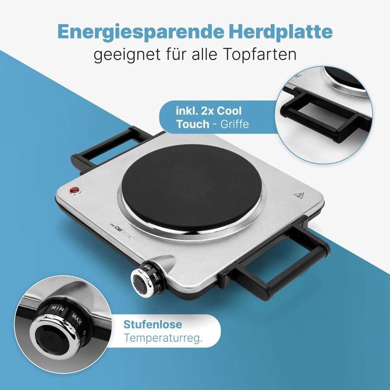 Clatronic EKP 3788 1500W elektromos főzőlap rozsdamentes acélból