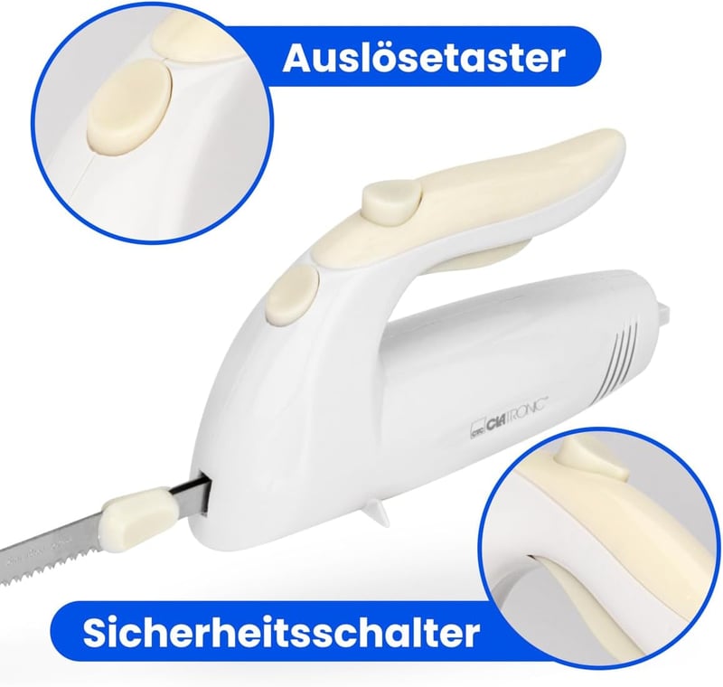 Clatronic EM 3062 elektromos kés rozsdamentes pengékkel, fehér