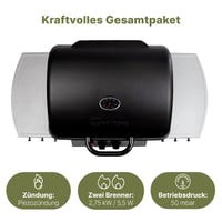 Clatronic GG 3590 plinski roštilj s 2 zone grijanja, individualnom regulacijom temperature, rešetkom za roštilj i rešetkom za održavanje topline, s košarom za pohranu 2