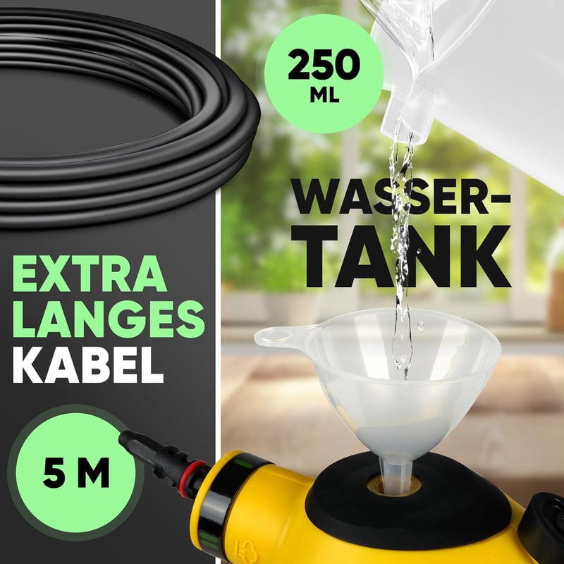 Clatronic gőztisztító kézi készülék 5m kábellel és 360° fúvókával