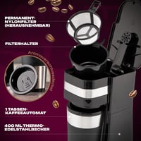 Clatronic KA 3733 egycsésze kávéfőző rozsdamentes bögre és aroma fedéllel 5