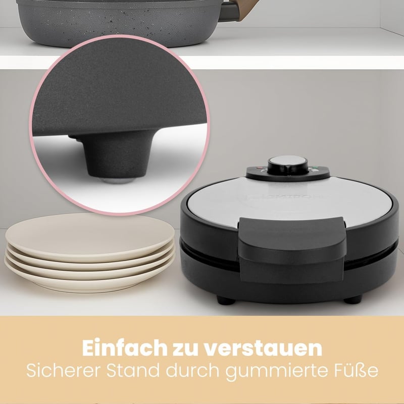 Clatronic WA 3492 Gofrisütő 1000W Rozsdamentes Acél 18cm Tapadásmentes Bevonat