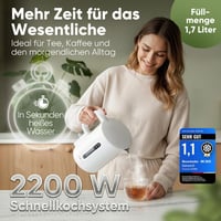 Clatronic WK 3835 1,7L Vízforraló 2200W Gyors Felmelegítés BPA Mentes Fehér 2