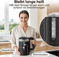 Clatronic WK 3837 üveg vízforraló 1,7 liter BPA mentes egykezes működés 5