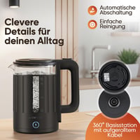 Clatronic WK 3837 üveg vízforraló 1,7 liter BPA mentes egykezes működés 6
