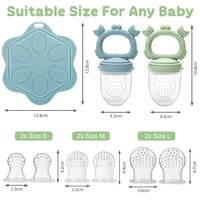 CLDY Szilikon Gyümölcsetető Babáknak, 3 Méretű Cumival és Fagyasztótálcával, BPA-mentes Rágóka Anyatejhez, 3+ Hónapos Kortól 2
