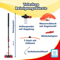 CleanRite Teleszkopos Ablaktisztító Kefe 4,6m Vízadagolóval és Nyújtható Rúddal 6