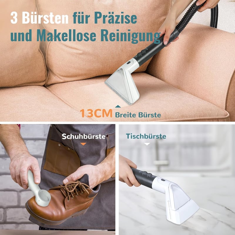 Cleanwise Kárpittisztító Gép Gőzfunkcióval, 17000PA Szívóerő, Forró Vizes Tisztítás