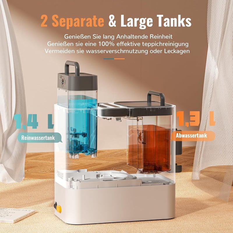 Cleanwise Kárpittisztító Gép Gőzfunkcióval, 17000PA Szívóerő, Forró Vizes Tisztítás