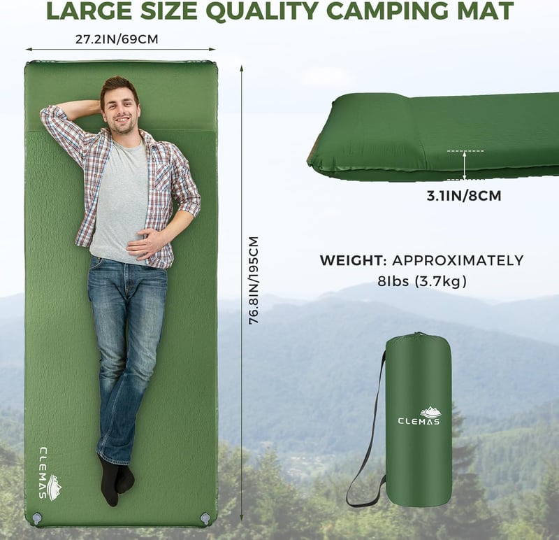 Clemas Önfelfújó Camping Matrac 8cm Memóriahabbal és Párnával
