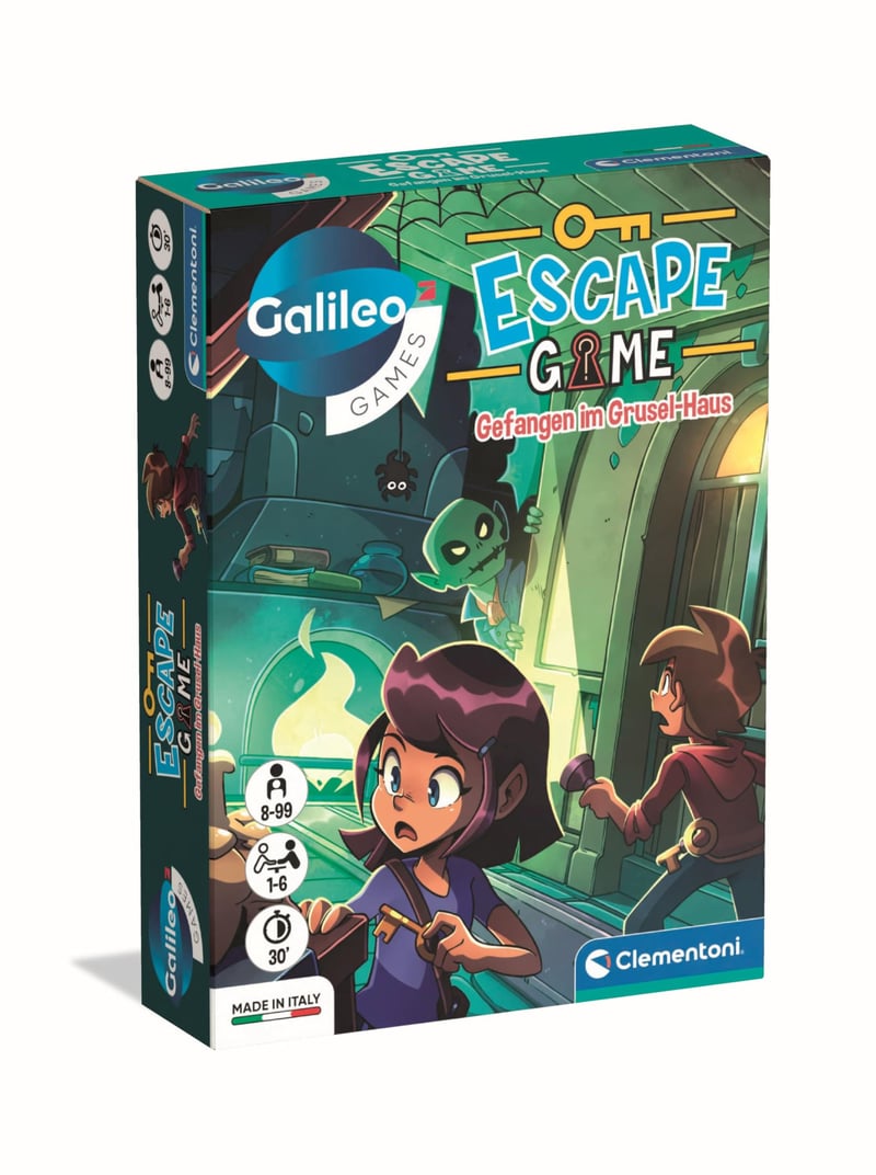 Spoločenská hra Clementoni Galileo Escape Game – Uväznení v dome hrôzy s kartami a príslušenstvom, od 8 rokov, 59449