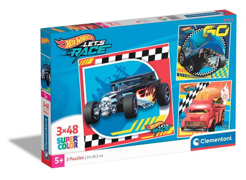 Puzzle Clementoni Hot Wheels 3 x 48 dielikov - od 5 rokov (25313)