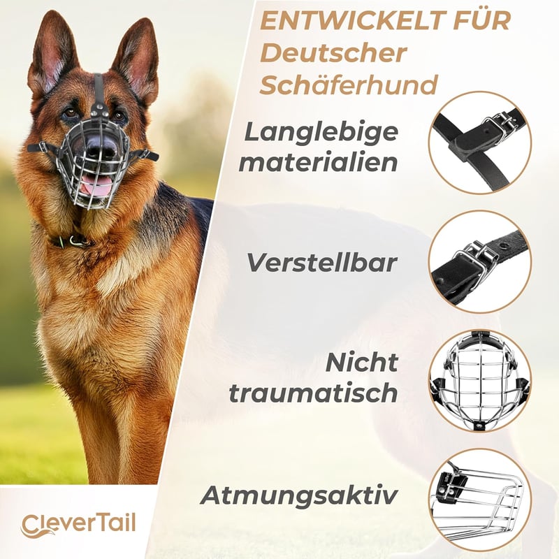 CleverTail Fém Szájkosár Német Juhász Husky Labrador Kutyáknak