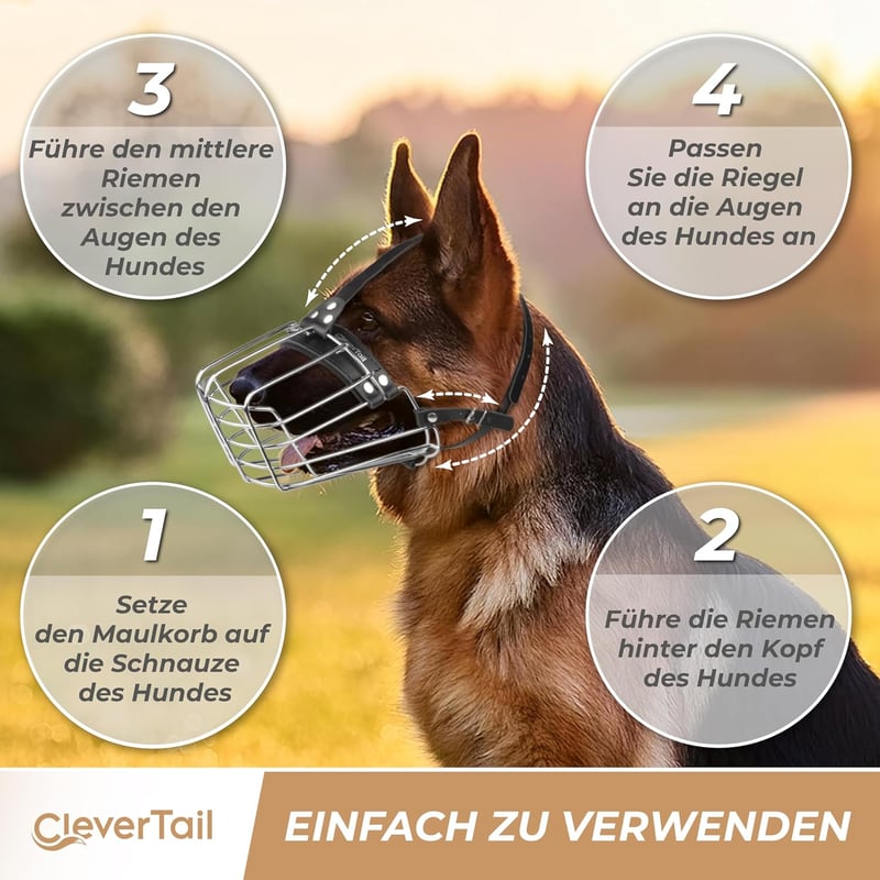 CleverTail Fém Szájkosár Német Juhász Husky Labrador Kutyáknak