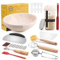 Set de pornire pentru maia cu borcan, coș de dospit rotund de 23 cm și 11 accesorii pentru copt pâine 1