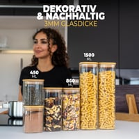 Borcan Pătrat cu Capac CLIDOR – Set de 6 bucăți – Capacitate 5,6 L – Închidere Etanșă, Sticlă Îngroșată – Recipient pentru Depozitarea Alimentelor în Bucătărie 4