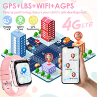 clleylise 4G GPS Okosóra Gyerekeknek - Vízálló IP68, SOS, Hanghívás, Játékok, Érintőképernyő, Rózsaszín Gyerek Okosóra 4-16 Éveseknek 2