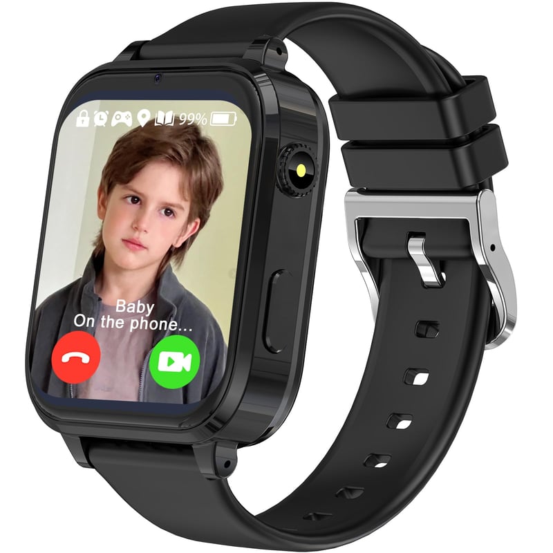 Detské inteligentné hodinky clleylise 4G čierne, vodotesné IP68, detské telefónne hodinky s GPS, SOS, volaním, videohovorom, hlasovým chatom, školským režimom, baterkou, budíkom