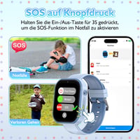 clleylise Gyerek Okosóra GPS-szel és Telefonnal, 4G Smartwatch Hangüzenet SOS IP68 Vízálló Játék Ébresztő Érintőképernyő Fiúknak Lányoknak 4 4