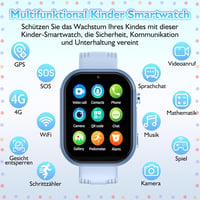 clleylise Gyerek Okosóra GPS-szel és Telefonnal, 4G Smartwatch Hangüzenet SOS IP68 Vízálló Játék Ébresztő Érintőképernyő Fiúknak Lányoknak 4 7