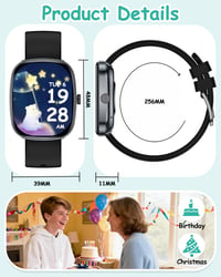 Detské inteligentné hodinky clleylise s funkciou volania, meračom tepu, SOS a monitorom spánku – pre chlapcov a dievčatá, čierny silikónový remienok 7