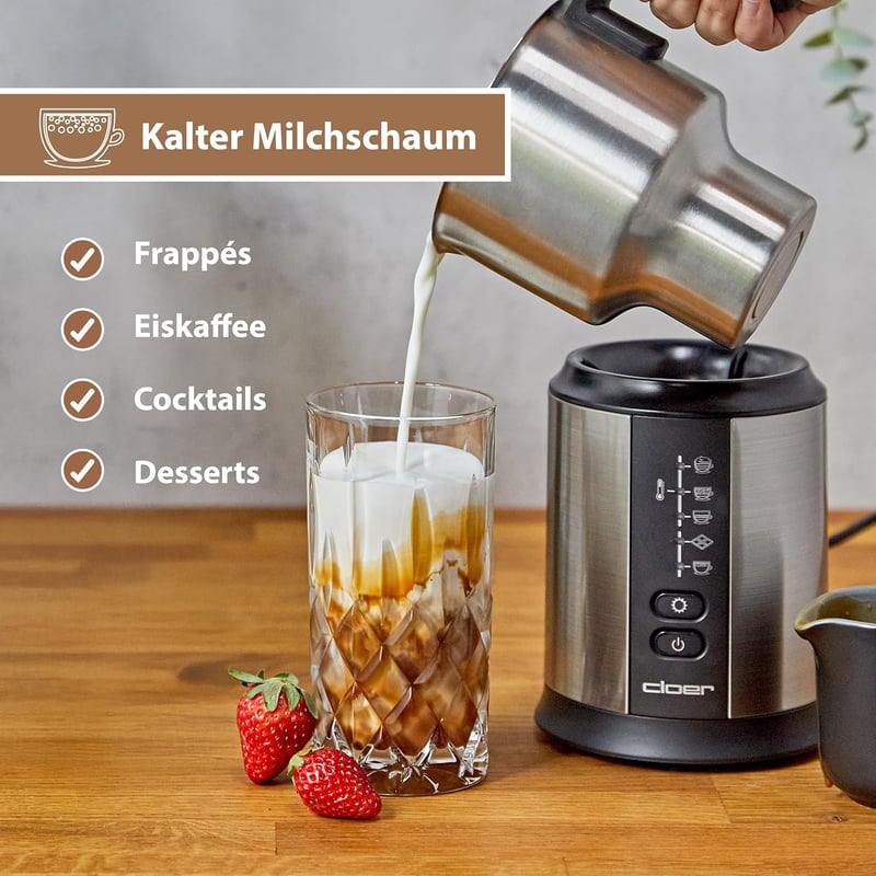 Cloer 7789 Indukcióos Tejhabosító 800ml Rozsdamentes Kancsóval és Mágneses Habosító Tekerccsel