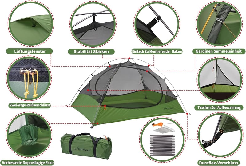 Clostnature 3 Évszakos Sátor 2-4 Személyes Vízálló Könnyű Trekking Sátor