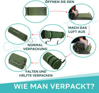 Clostnature Önfelfújó Kempingmatrac 3,8 cm - Könnyű Túramatrac Memóriahabbal, Vízálló, Kompakt Hálózsák Alátét Túrázáshoz, Kempingezéshez, H 8