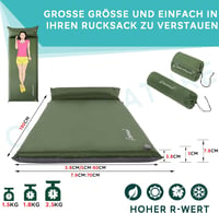 Clostnature Önfelfújó Kempingmatrac 3,8 cm - Könnyű Túramatrac Memóriahabbal, Vízálló, Kompakt Hálózsák Alátét Túrázáshoz, Kempingezéshez, H 2