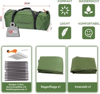 Clostnature Vízálló Kempingszátra 1-4 Személyes Könnyű Hordozható Sátor 8