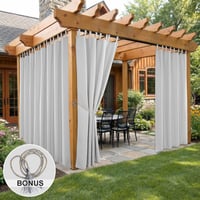 Clothink Kültéri Függöny 2 db Vízálló UV Védő Erkély Terasz Pergola Árnyékoló Szürke Fehér 255x215 cm 2