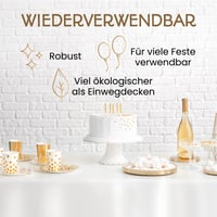 CLOUDANA 2 ks bielych plastových obrusov 274x137 cm – na pivný set, karneval, Veľkú noc, narodeniny, na vonkajšie použitie 8