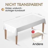 CLOUDANA 2 ks bielych plastových obrusov 274x137 cm – na pivný set, karneval, Veľkú noc, narodeniny, na vonkajšie použitie 2