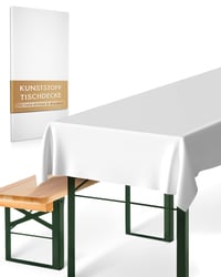 CLOUDANA 2 ks bielych plastových obrusov 274x137 cm – na pivný set, karneval, Veľkú noc, narodeniny, na vonkajšie použitie 1