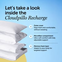 Cloudpillo Recharge memóriahabos párna – ergonomikus és állítható magasságú, hotel minőség, Oeko-Tex tanúsított, 80x80 cm 2