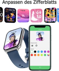 Cloudpoem Smartwatch 1.85" HD kijelző Bluetooth hívás fitness tracker 110+ sportmód szívritmus monitor iOS Android - Silver Blue 6