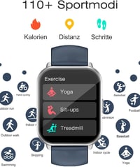 Cloudpoem Smartwatch 1.85" HD kijelző Bluetooth hívás fitness tracker 110+ sportmód szívritmus monitor iOS Android - Silver Blue 3