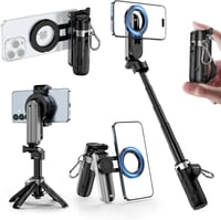 Magnetický mini selfie statív CloudValley, 4 v 1 s Bluetooth diaľkovým ovládaním, 360-stupňovou rotáciou, skladacou rukoväťou, kompatibilný s iPhone a Android, na vlogovanie a fotografovanie 1