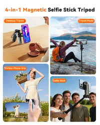 Magnetický mini selfie statív CloudValley, 4 v 1 s Bluetooth diaľkovým ovládaním, 360-stupňovou rotáciou, skladacou rukoväťou, kompatibilný s iPhone a Android, na vlogovanie a fotografovanie 2