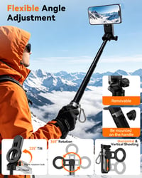 Magnetický mini selfie statív CloudValley, 4 v 1 s Bluetooth diaľkovým ovládaním, 360-stupňovou rotáciou, skladacou rukoväťou, kompatibilný s iPhone a Android, na vlogovanie a fotografovanie 8