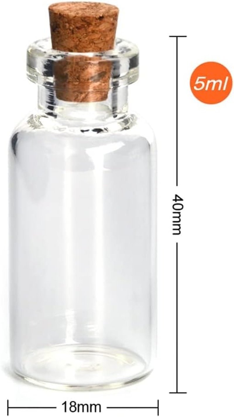 CLTPY 100 db 5 ml-es üvegcső parafa dugóval, esküvő, keresztelő, ajándék