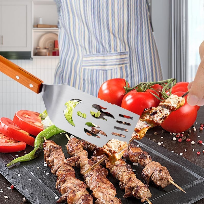 CLTPY 5 az 1-ben rozsdamentes grillezés szett fa nyéllel